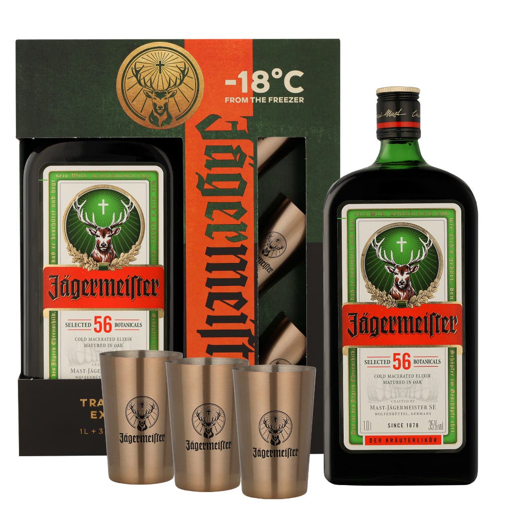 Jagermeister + 3 Shots Glasses 1ltr