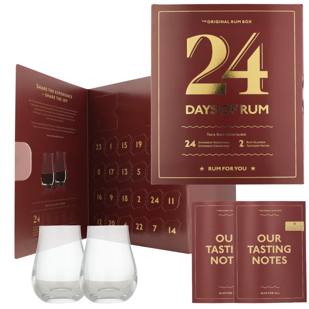 Rum Calendar 24 Days Of Rum Red Edition + 2 Glasses 48cl
