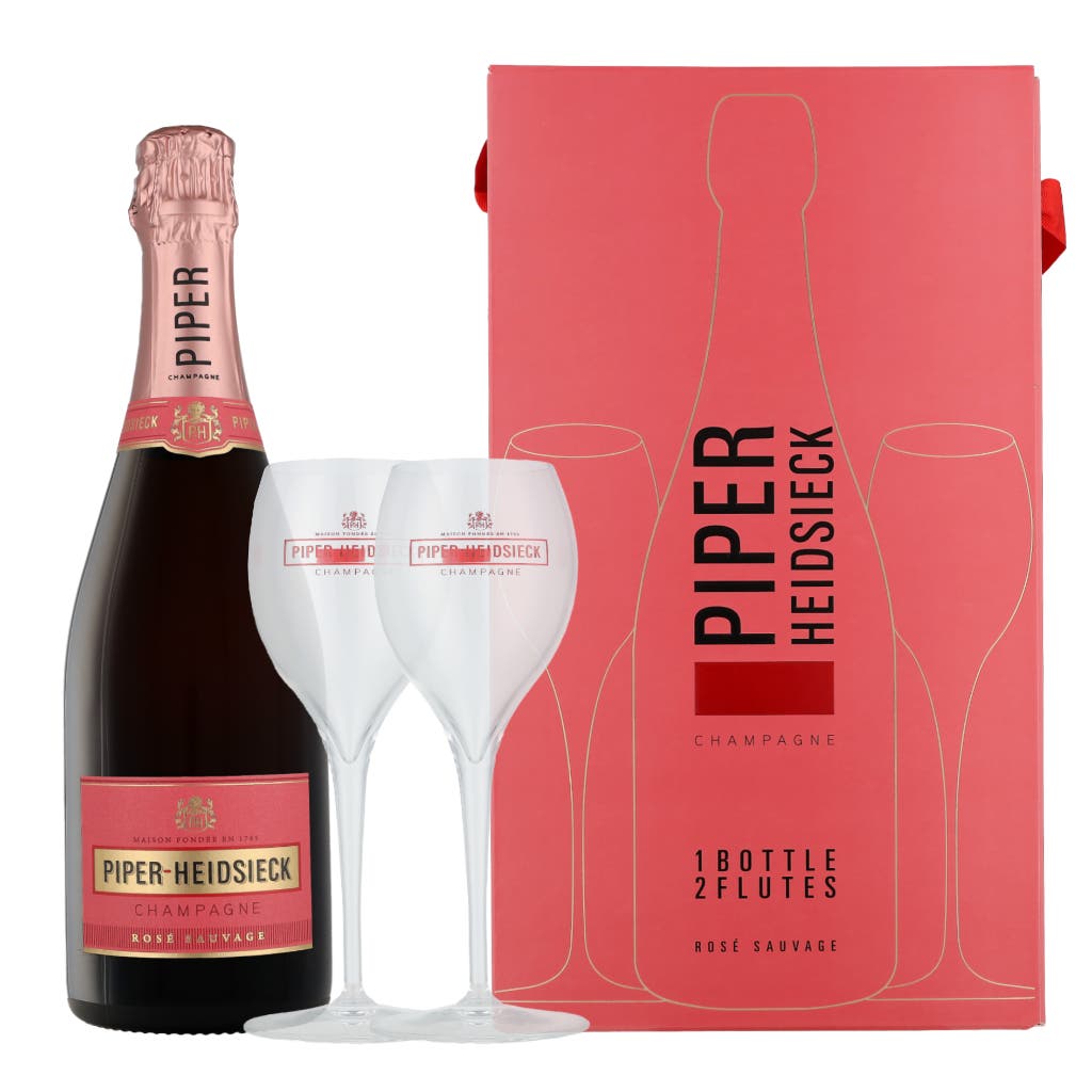 Piper Heidsieck Cuvee Brut Rose + 2 Glasses 75cl